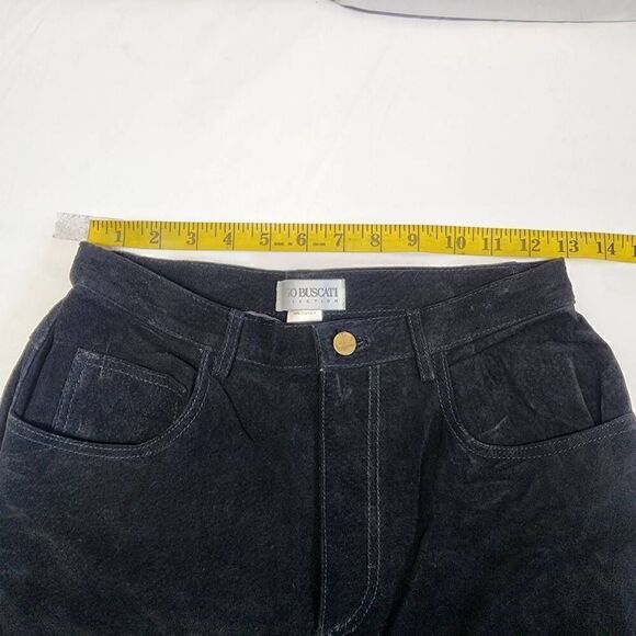 HUGO BUSCATI Collection 100% Leather Women's Black Suede Pants Size 6 Tall D21 - Picture 3 of 8
